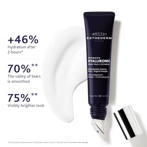Institut Esthederm Intensive Hyaluronic Eye Contour Serum, Aging Eye Serum for Wrinkles, Fine Lines and Dehydrated Skin