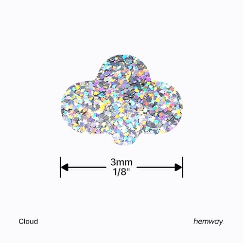 Hemway Ultra Sparkle Glitter - 1/8" 0.125" 3mm - Cloud Sequin Glitter, Arts, Crafts, Nail, Body and Face - Silver Holographic - 50g