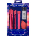 Real Techniques Limited Edition Sparkle + Sleigh Makeup Brush & Sponge Kit, Makeup Spone Blender & Face Brushes For Flawless Finish, 5 Piece Holiday Gift Set