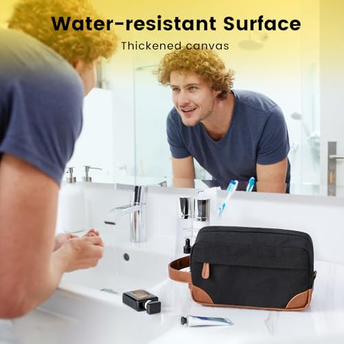 Vorspack Travel Toiletry Bag - Hanging Toiletry Bag for Men Water Resistant Canvas Shaving Bag with Large Capacity for Travel - Black (Pack of 2)