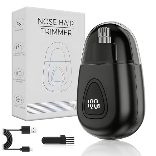 Nose Hair Trimmer for Mens and Women - Professional Painless Eyebrow & Ear Hair Trimmer for Men Women - Battery Operated Trimmer with IPX7 Waterproof - Dual Edge Blades for Easy Cleansing