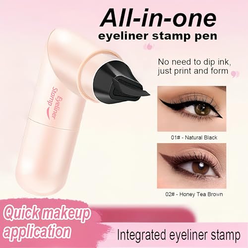 Eyeliner Stamp Upgraded Foldable Eyeliner Stamp for Perfect Wings, Waterproof Eyeliners Tool, Smudge Proof Eyeliners Pen for Beginners, Black