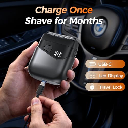 Electric Foil Shavers for Men- New Version Mini Electric Razor with 3D Floating Heads & Precision Blades, Portable Cordless Electric Shaver IPX7 Waterproof, LED Display & Fast Charge, Black