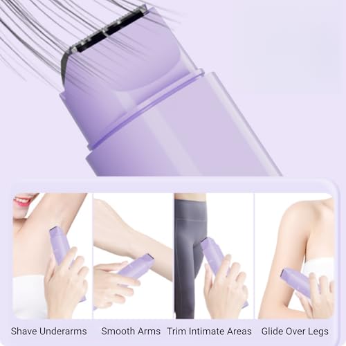 Bikini Trimmer for Women Electric Razors for Women Electric Shaver Female 2-in-1 Bikini Razor for Pubic Hair, Private Area, Legs, Face, Body Hair, Waterproof, Dual Head, Rechargeable (Purple)