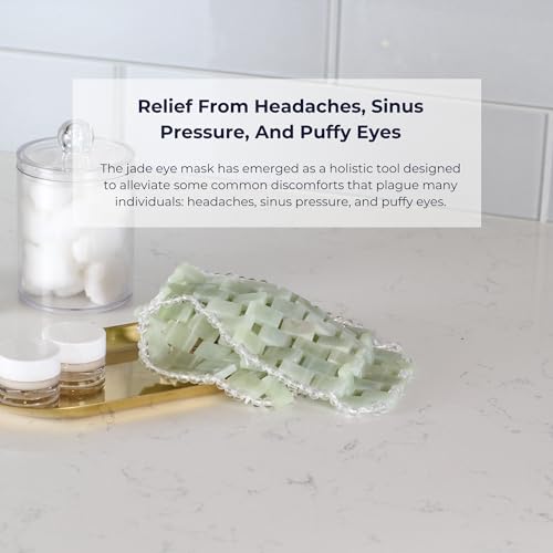 Alana Mitchell Jade Eye Mask ? Weighted Eye Mask to Eliminate Wrinkles, Puffiness, & Irritation ? Headache and Migraine Relief Mask - 100% Real Jade Stone Beads for Hot & Cold Anti Aging Therapy