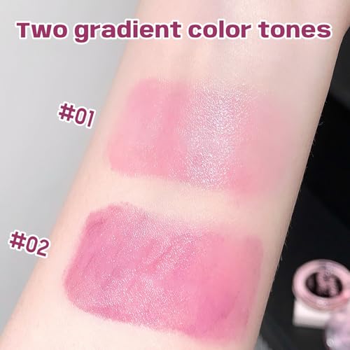 2 Pcs Gradient Blush for Cheeks - cream blush, Luxuriously Creamy & Blendable Color,Long-Lasting & Buildable Cheek Makeup in Crystal Clear Case for Natural Flush