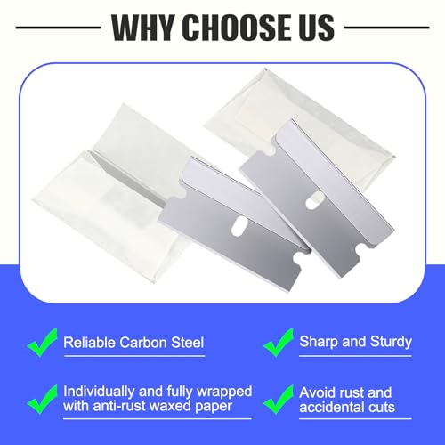Lasnten 1500 Pcs Single Edge Razor Blades, Industrial Scraper Razor Blades Safety Straight Edge Replacement Box Cutter Blade for Glass Paint Scraper, Removing Labels, Decals, Stickers