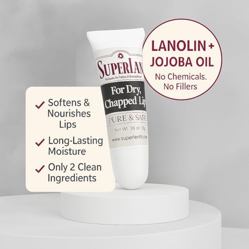 Organic Lanolin Lip Balm - Lip Repair for Hot/Dry Weather - Natural Lanolin Nipple Cream - Lip Moisturizer for cracked lips - Hydrating lip care - Ultra pure jojoba oil - Kosher chap stick (0.35 Oz)