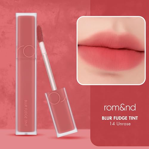 rom&nd BLUR FUDGE TINT 14 UNROSE: Velvety Matte Lip & Cheek Stain | K-Beauty Blurring Effect | Long-Lasting, Non-Drying Cream Formula with Vitamin E