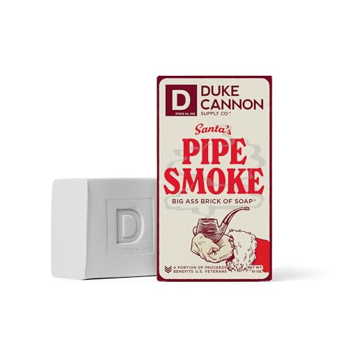 Duke Cannon Supply Co. Holiday Limited-Edition Santa's Pipe Smoke Big Brick of Soap - 10oz Holiday Soap Bar with Tactical Scrubber | U.S. Military-Grade Pouch | Coarse and Soft Mesh