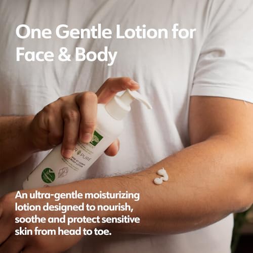 Pur&Pure Lotion Face Body Moisturizer for Sensitive Skin Care, Organic Moisturizer & Ultra-gentle Moisturizing Milk, 250 ml (8.4 oz Size Fragrance-Free Organic Lotion Made in Canada