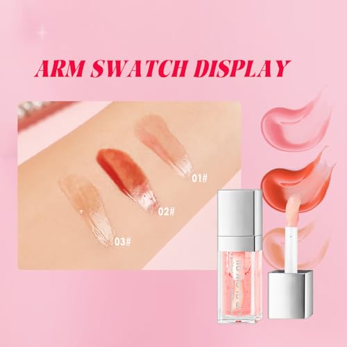 Hydrating Lip Glow Oil Long Lasting Plumping Lip Gloss Transparent Toot Lip Balm Moisturizing Lip Oil Repairing Lip Lines and Prevents Dry Cracked for Lip Care and Dry Lips 3PCS