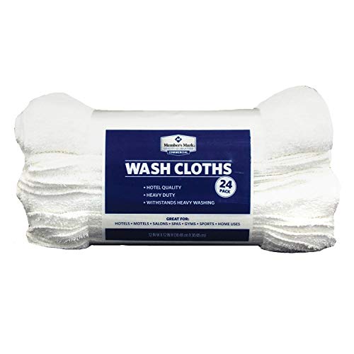 Member's Mark Commercial Washcloth, White (Set of 24)
