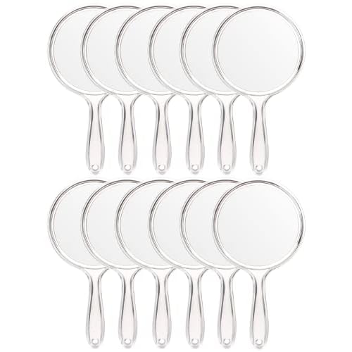 OMIRO Hand Mirror, Double-Sided Handheld Mirror 1X/3X Magnifying Mirror with Handle, Set of 12 (Clear)