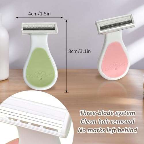 EKIND 2-Pack Manual Mini Three-Blade Razor Body Hair Trimmer Portable Safe Shaving Tool for Women Girls