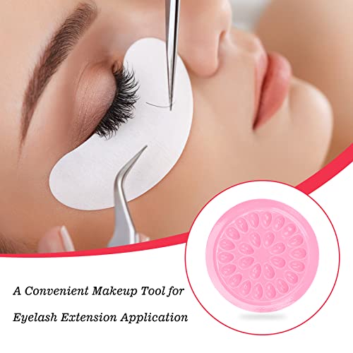 G2PLUS False Eyelashes Glue Holders, 100 PCS Disposable Eyelash Tray, Pink Plastic Glue Pallet Pad for Lash Extensions