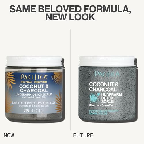 Pacifica Underarm Body Scrub - Armpit Detox Coconut & Charcoal Deodorant? Exfoliating & Nourishing for Natural Deodorant Users ? Aluminum-Free & Safe for Sensitive Skin, Vegan & Cruelty-Free, 7 fl oz