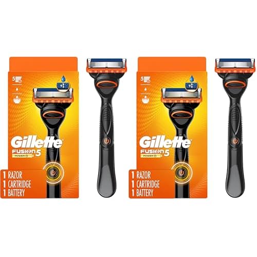 Gillette Fusion5 Power Razor for Men, 1 Gillette Power Razor Handle + 1 Blade Refill, (Pack of 2)