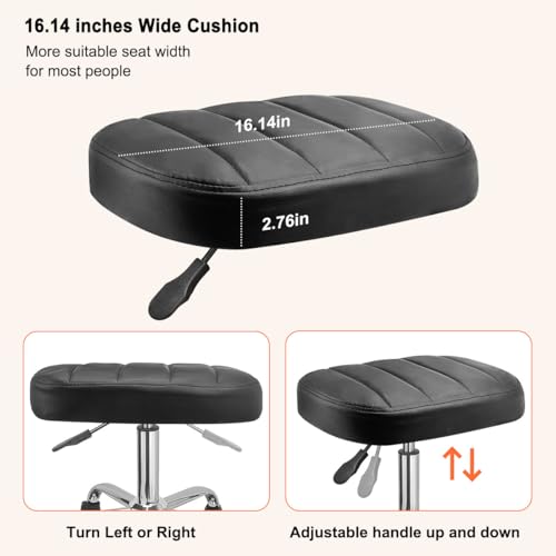 JOSTZHXIN Black Square Swivel Stool Height-Adjustable Rolling Chair, Rolling Stool for Work SPA Shop Massage, Office Tattoo Spa Shop Chair