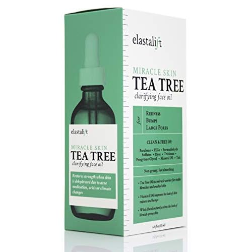 Elastalift Tea Tree Oil Facial Spot Treatment W/Witch Hazel Clarifying Tea Tree Oil For Face Helps Target Redness, Acne, Bumps, Dry Itchy Skin, & Large Pores. Non-Irritating Formula, 1.8 Fl Oz
