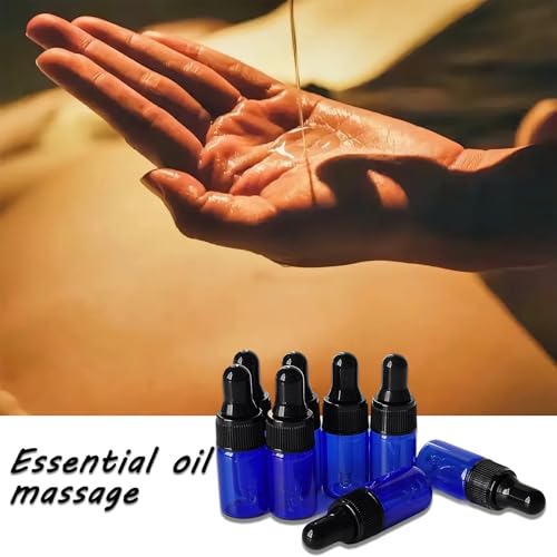 36 Pack Mini Glass Dropper Bottle 3ml Blue Glass Dropper Bottles,for Essential Oil Perfume Cosmetic Liquid Traveling Sample Containers?(Blue, 3ml)