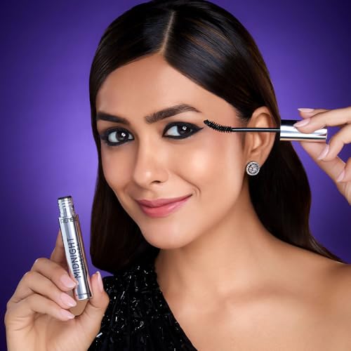 RENEE Midnight Mascara with Unique 360-Degree Wand, Darkest Black, Clump-Free & Long-Lasting Formula, Volumizes, Lengthens & Nourishes, Infused with Vitamin E