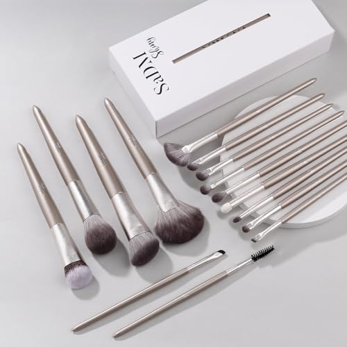 Makeup Brush Set (15 Pieces) - Includes Foundation, Powder, Concealers, Highlighter, Contour, Eye Shadows & Blush Makeup Brushes - Face & Eye Make Up Brushes with Synthetic Bristles