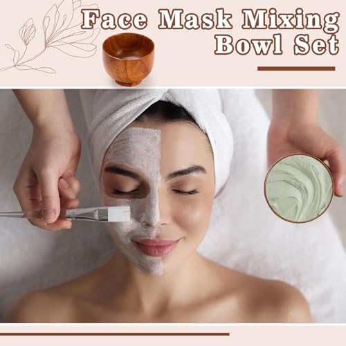 6 Pcs Esthetician Bowls for Facial Face Mask Bowls Esthetician Supplies for Women Mask Apply DIY Skincare Products Home Salon(3.54 Inch,Wooden)