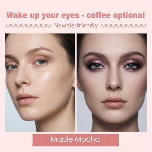 Mini Eyeshadow Palette, Matte & Shimmer Quad for Women, Travel-Friendly, Cream Stick, Smokey Nude, Glitter, Primer Powder Set (Sweet Taro)