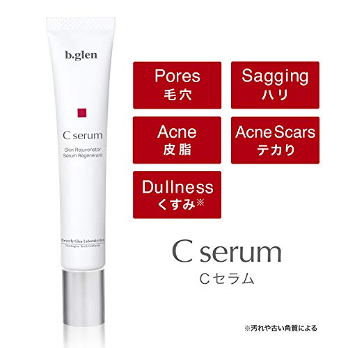 b.glen Pure Vitamin C serum for Face, Japanese Skincare with Ascorbic Acid, Smoother-Looking Pores, Brighter Skin, Anti-Wrinkles, Fade Acne scars, and Redness 0.51 fl oz