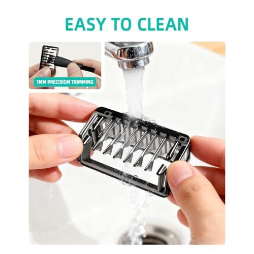 Guard Combs Kit with Case Compatible with Philips Norelco OneBlade Handles, 1/2/3/5mm Guide Combs, 0/3mm Body Comb and Protective Cap for Electric Shaver Accessories for Men