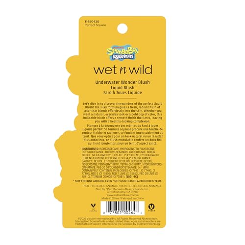 wet n wild SpongeBob Underwater Wonder Liquid Blush, Buildable Shimmery Gel Formula with Seamless Blend & Matte Finish ? Perfect Square