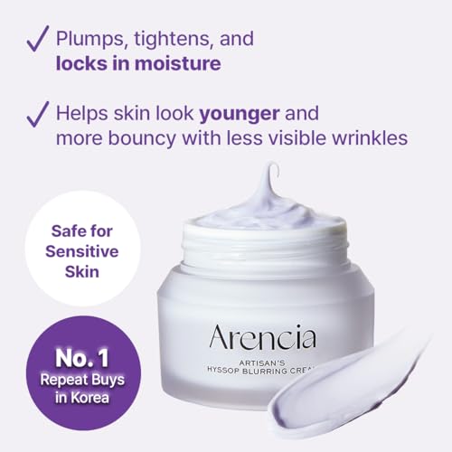 ARENCIA Hyssop Blurring Cream, Intense Collagen Face Moisturizer & Night Repair Cream for Anti-Aging, Nourishing Skin Barrier, Premium Korean Skincare, 1oz