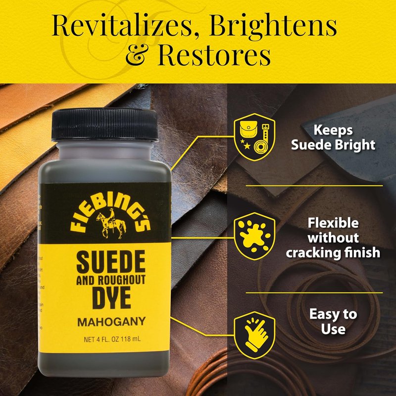 Suedes & Leather Dye - Mahogany 4 oz - Recolor, Brighten & Restore Shoes, Furniture, Purses