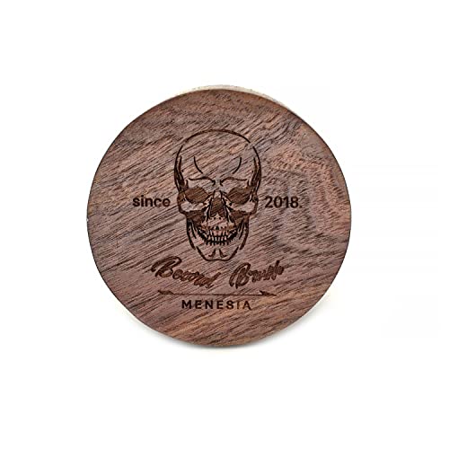 Small and Round Beard Brush, Pocket Travel Men's Wooden Boar Bristle Hair Beard Mustache Brush for Men (Skull)