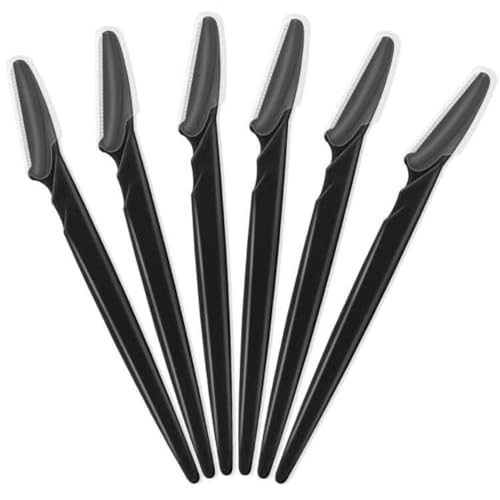 Professional Dermaplaner Set, Black Recycled Plastic, 12 Pack Face Razor for Men and Women, Multifunctional Facial Hair Trimmer and Exfoliating Tool with Stainless Steel Blade