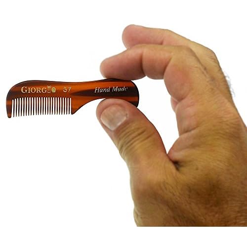 Giorgio G57 Extra Small 2.75 Inch Men's Fine Toothed Beard and Mustache Comb for Facial Hair Grooming and Styling. Wallet Pocket Comb Handmade of Quality Durable Cellulose, Saw-Cut and Hand Polished