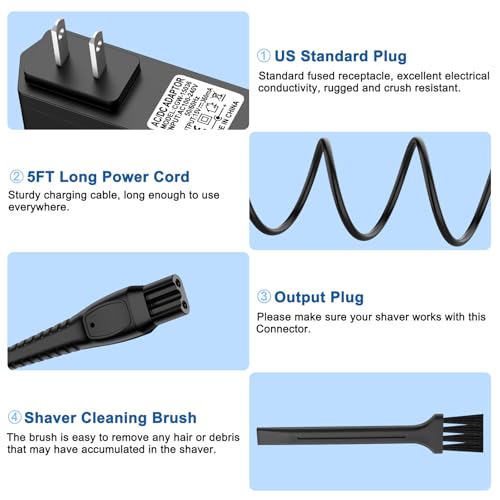 15V Charger Comaptible with Philips Shaver Charger for HQ8505, Power Cord Compatible with Philips Trimmers & One Blade MG5750 MG7750 MG7770 MG7790 QP6531 QP6510 QP6520