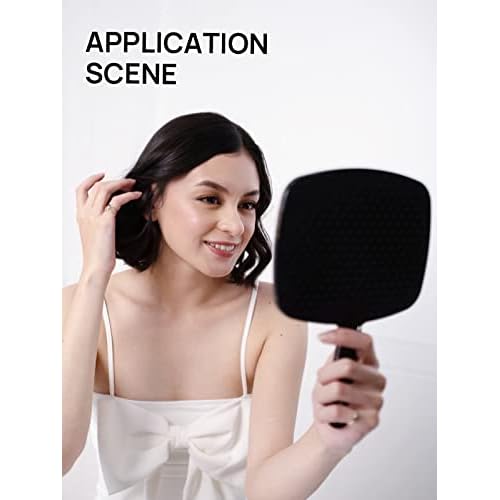 OMIRO Hand Mirror, Black Handheld Mirror with Handle, 6.6" W x 9.2" L, Pack of 3