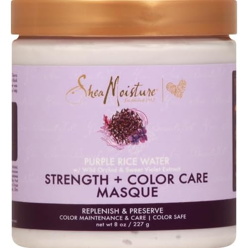 SheaMoisture Strength and Color Care Masque for Damaged Hair Purple Rice Water to Replenish and Preserve 8 oz