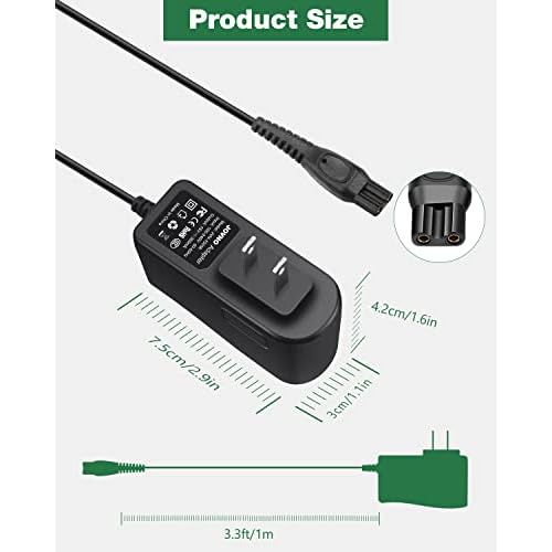 15V Charger for HQ8505 2300 3500 7000 5000 3000 Series & MG5750 MG7750 Electric Shaver Razor Aquatec Arcitec Multigroom Beard Trimmer, 15 Volt Power Supply Cord