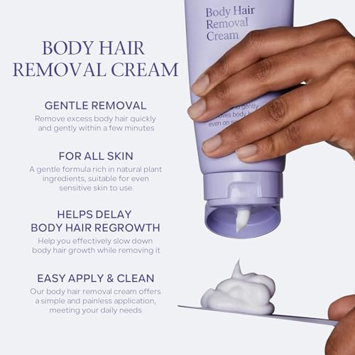 Facial Hair Removal Cream for Women, Body Hair Removal Cream with Spatula Applicator and 10Pcs Compressed Towel for Legs, Arms, Underarms and Bikini Line, Gentle Skincare, 1 Pack 3.38 Fl Oz