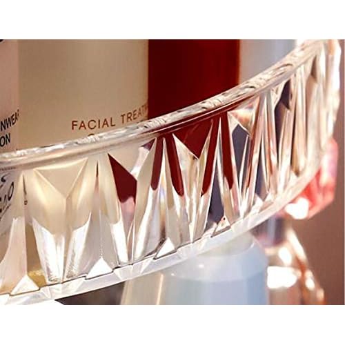 PJLANDI Acrylic 360 Degree Rotation Makeup Organizer, Cosmetic Storage holder shelf rack Perfume in Bathroom Dresser Diamond Pattern for skin care stand