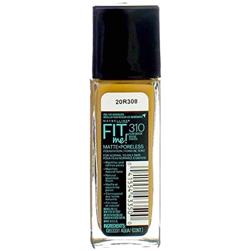 Myb Fitme 310 Mp Fndtn Sn Size 1z Maybelline Fit Me Matte+poreless Foundation Sun Seige 310 1 Fl Oz