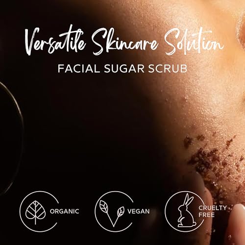 Umber by J Facial Sugar Scrub, Hydrating Face Scrub with Grapefruit, Papaya, Pomegranate, Hibiscus & Moroccan Clay - Helps Reduce Ingrown Hairs and Improve Skin Clarity - 4 oz