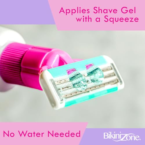 Bikini Zone Flow All-in-One Travel Razor with 1 oz Anti-Bump Shave Gel, 3-Blade Disposable Razor for Bikini & Sensitive Areas