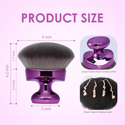 Blend & Blur Extra Large Body Kabuki Brush & Self Tanner Brush - For Body Makeup & Foundation - Blending Applicator For Self Tanning - Durable Vegan Bristles - with Protective Bag (Purple)