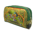 Celtic Peacock Cosmetic Bag Large Zippered Pocket 100% PU Leather 9.05" Pouch Travel Cosmetic Organizer for Women