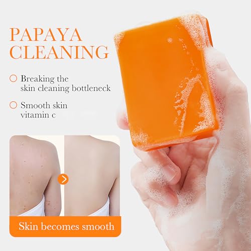 BIOAQUA PAWPAW Vitamin C Papaya Goat Milk Aroma Soap Face Body Deep Cleaning Control Oil Nourish Skin 100g / 3.5oz