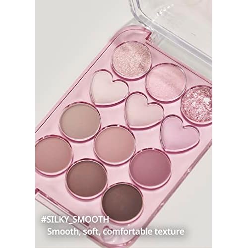 COLORGRAM Pin Point Eyeshadow Palette 02 Pink+Mauve= | Ultra-Blendable Matte, Glitter, Shimmer Shades for Daily Makeup | K-Beauty Eye Palette with Easy-to-Use Calculator Design